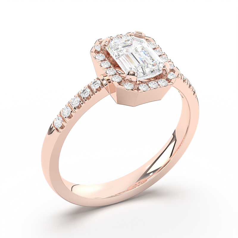 Prsten sa emerald cut dijamantom