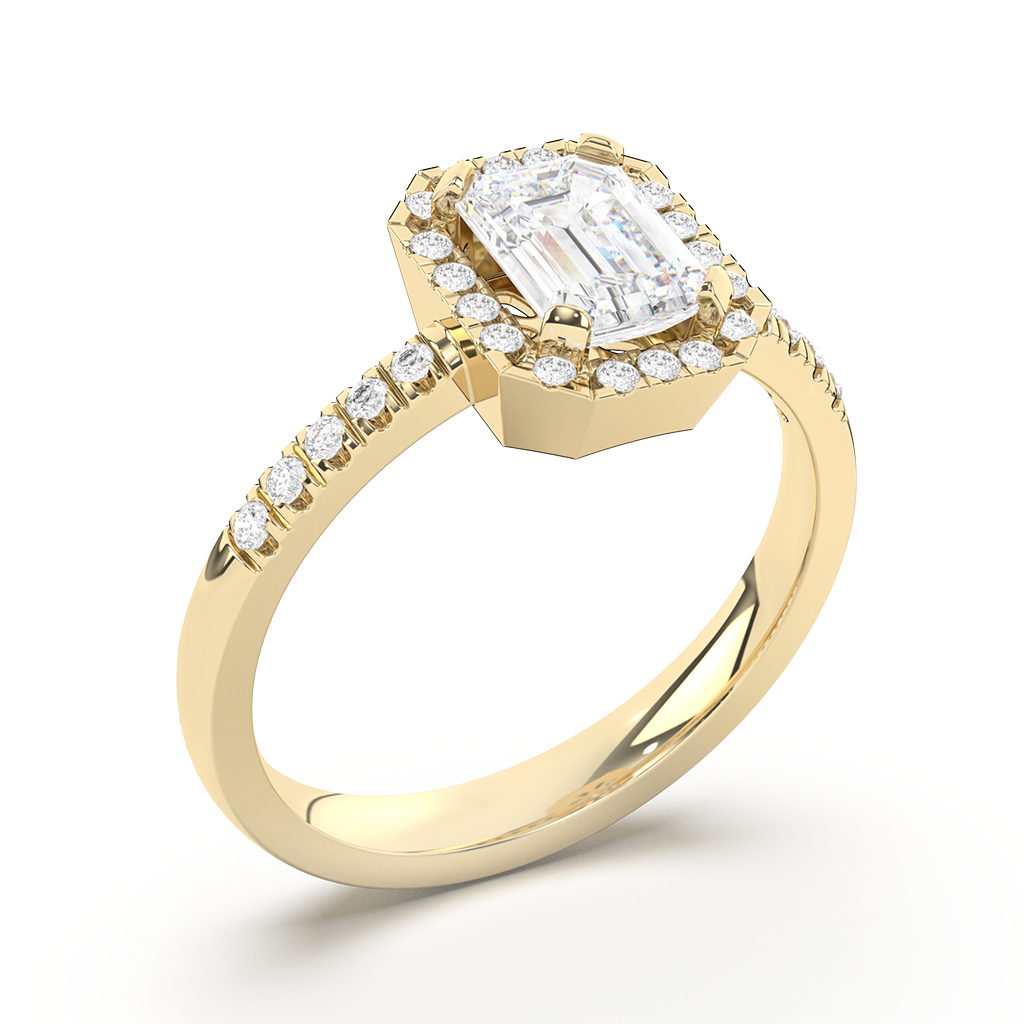 Prsten sa emerald cut dijamantom