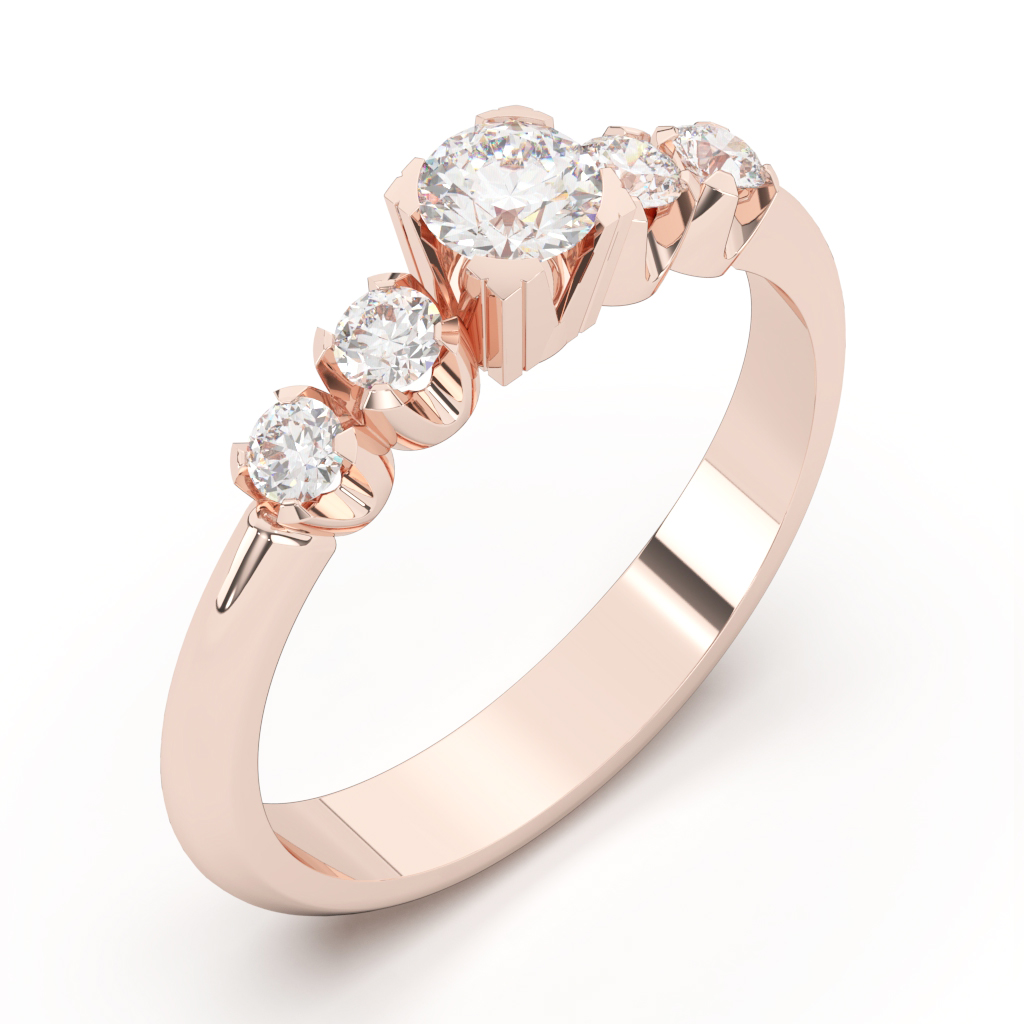 Dijamantski prsten sa pet dijamanata: elegantni zlatni model KP0338D025G