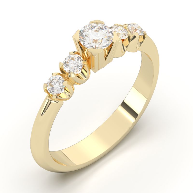 Dijamantski prsten sa pet dijamanata: elegantni zlatni model KP0338D025G