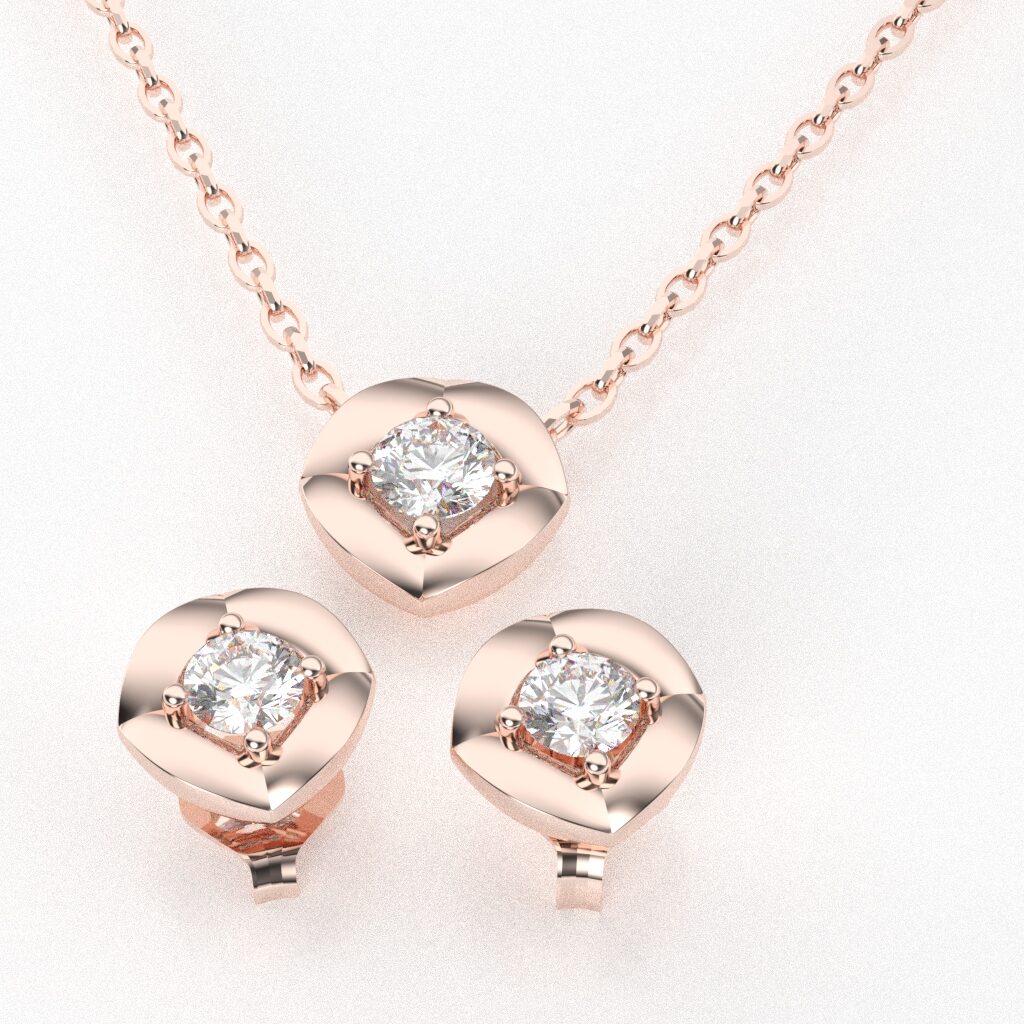 Elegantan dijamantski set od roze zlata